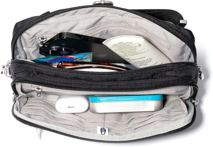 Baggallini Securtex Anti-theft Belt Bag 8.8"x5.5" Crossbody Fanny Pack for Women RFID Wallet Locking Zipper Travel Purse