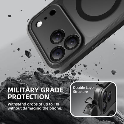 BERFY for iPhone 17 Pro Max Case, Compatible with MagSafe, Built-in Privacy Screen Protector, Camera Protection, Shockproof Full Body Phone Case 6.9", Translucent Black