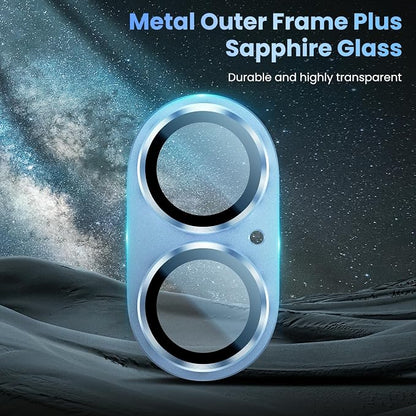 Uyiton Compatible with iPhone 17 Camera Lens Protector - [Not Easy to Break][Strong Adsorption][Case-Friendly] Metal Tempered Glass Rear Camera Screen Cover - Mist Blue