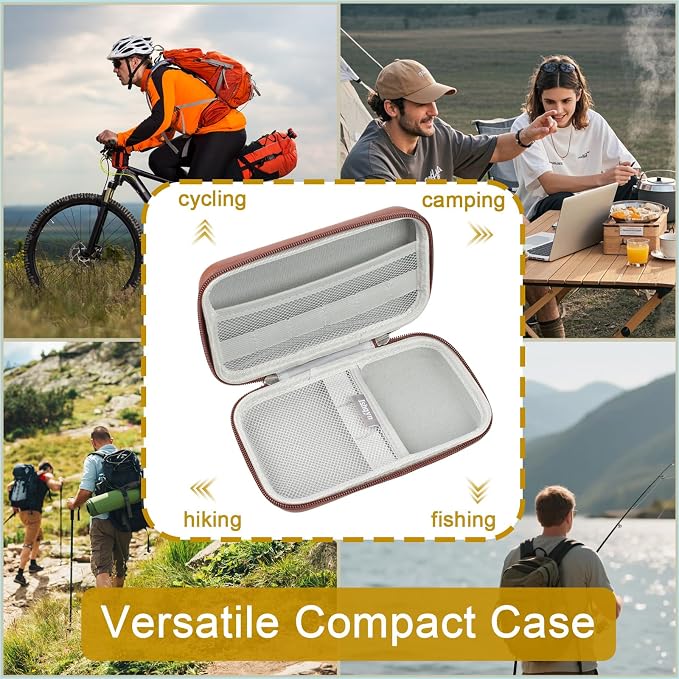 Portable Hard Shell Travel Organizer Case, Waterproof Shockproof Electronics Carrying Case for Tech Gadgets, 7.1x3.9 inch Brown, Purse-Friendly for Everyday Carry & On-the-Go (Case Only)