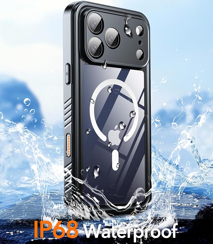 Oterkin Waterproof Case for iPhone 17 Pro Case Compatible with MagSafe, Full Body Rugged iPhone 17 Pro Phone Case with Built-in HD Screen & Lens Protector [15FT Military] iPhone 17Pro Case (Blue)