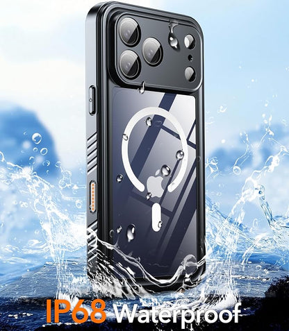 Oterkin Waterproof Case for iPhone 17 Pro Case Compatible with MagSafe, Full Body Rugged iPhone 17 Pro Phone Case with Built-in HD Screen & Lens Protector [15FT Military] iPhone 17Pro Case (Blue)
