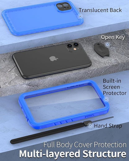 SPORTLINK for iPhone 11 Waterproof Case - Built-in Shockproof Dustproof Screen Protector - IP68 Underwater Military Dropproof Full Body Protection Cover for iPhone 11 6.1 inch (Blue)