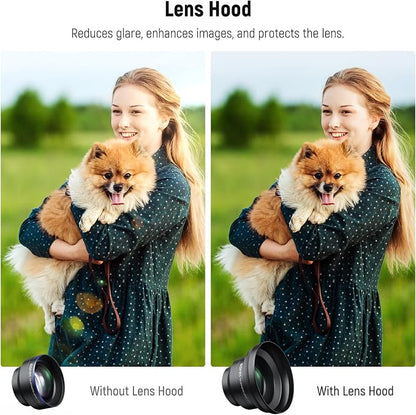NEEWER HD 65mm Telephoto Phone Camera Lens with Lens Hood for 17mm Thread Lens Backplate Cell Phone Cage Case, 1.7X Zoom Lens Attachment Compatible with iPhone 17 16 15 S25 S24 Ultra Android, LS-66