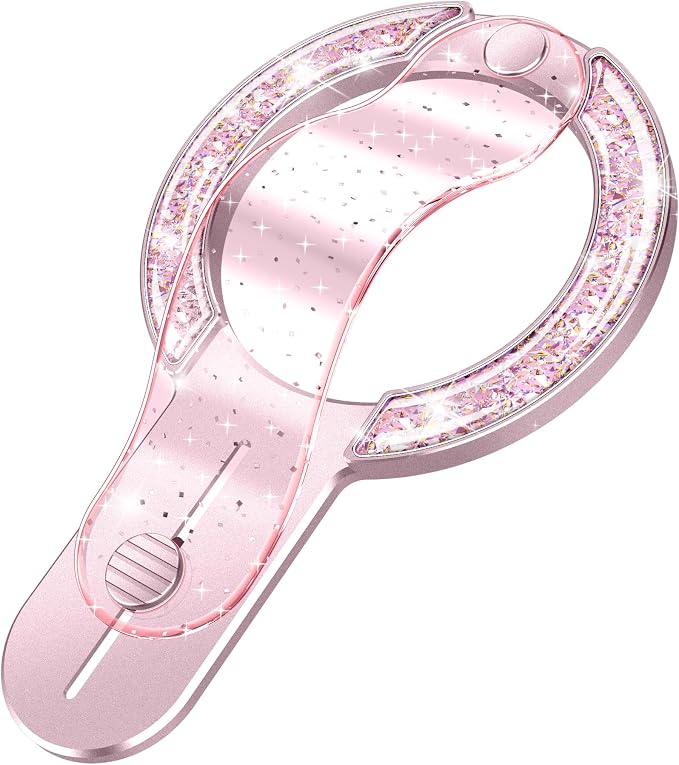 for MagSafe Phone Grip for iPhone - Glitter Magnetic Phone Ring Holder for Women Girs - Comfortable Stylish Finger Phone Loop Grip for iPhone 17/16/15/14/13/12,Glitter Pink