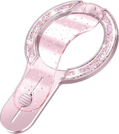 for MagSafe Phone Grip for iPhone - Glitter Magnetic Phone Ring Holder for Women Girs - Comfortable Stylish Finger Phone Loop Grip for iPhone 17/16/15/14/13/12,Glitter Pink