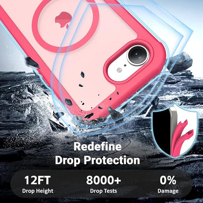 jaroco Magnetic for iPhone 17e Case& iPhone 16e Case, [Compatible with MagSafe][Military Grade Drop Protection][Heavy Duty Protection][Non-Slip][Shockproof] 2-Layer Bumper Phone Case 6.1''-Rose