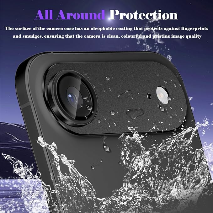 Camera Lens Protector for iPhone Air (iPhone 17 Air) Camera Lens Protector [Strong Adsorption] [Not Easy to Break] Metal Tempered Glass Rear Camera Screen Cover - Black