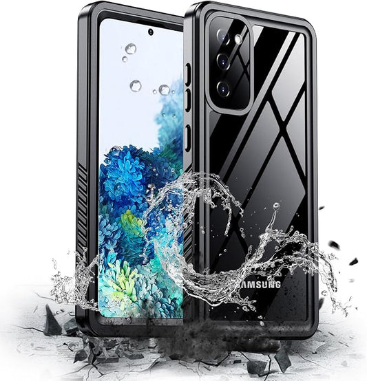 Hualele for Samsung Galaxy S20 Plus Waterproof Case, Built-in Lens & Screen Protector[Full Body Shockproof][14 FT Military Drop Proof][Dustproof][IP68 Underwater] Case for S20 Plus 5G 6.7”-Black