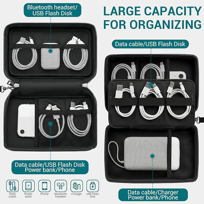 Fireproof Electronics Organizer Travel Case, Black | Water Resistant Tech Accessories Pouch, Explosion-proof Cord Storage Bag, Fireproof Zipper for Phone, Power Bank, Cables, USB