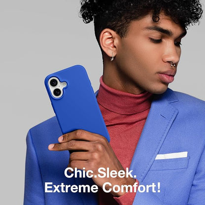 GONEZ Magnetic for iPhone 17 Case, Compatible with MagSafe, [Screen Protector + Camera Lens Protector], Liquid Silicone Anti-Scratch Shockproof Protective Phone Case 6.3 inch, Klein Blue