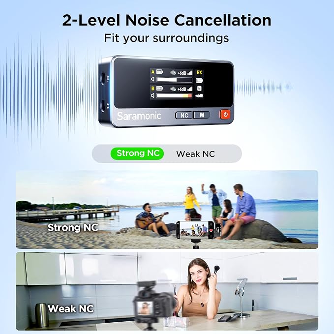 Saramonic Air Wireless Microphone for iPhone/Camera/Android/PC, 48kHz/24-bit,120dB Max SPL, 300m Range, Noise Cancelling, 30h Use for Filmmaking and Content Creation (USB Type-C Version)