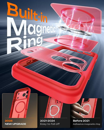 TOCOL for iPhone 17 Pro Case, Compatible with Magsafe Charger, Full Camera Protection, Translucent Matte Phone Case for 17 Pro 6.3 inch (Red)