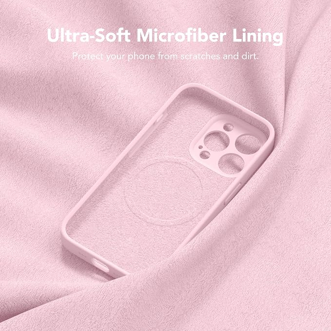 Magnetic for iPhone 12 Pro Max Case, Compatible with MagSafe, [Full Camera Protection][Screen Protector] Silicone Shockproof Protective Phone Case for iPhone 12 Pro Max 6.7", Chalk Pink