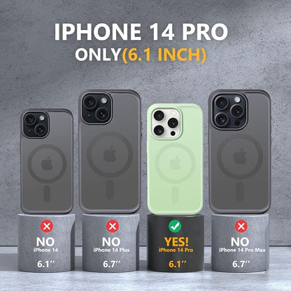 MOCCA Strong Magnetic for iPhone 14 Pro Case, [Compatible with Magsafe][13FT Military Drop Protection] Slim Translucent Matte Shockproof Case for iPhone 14 Pro Phone Case 6.1'', Light Green