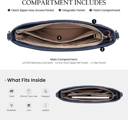 befen Genuine Leather Wristlet Wallet for Women Soft RFID Leather Clutch Purse with Built in Wallet Trendy Crossbody Bag