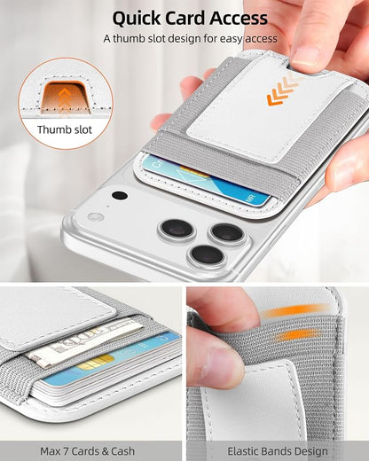 ExtreLife Upgraded for Magsafe Wallet, Strongest Magnetic Wallet for iPhone 17/16/15/14/13/12 Series, for iPhone Magsafe Wallets with 2 Card Slots, RFID Blocking, Vegan Leather, Fit 7 Cards, White