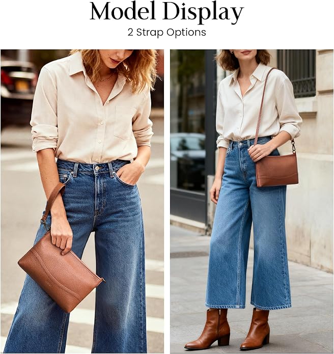 befen Genuine Leather Wristlet Wallet for Women Soft RFID Leather Clutch Purse with Built in Wallet Trendy Crossbody Bag