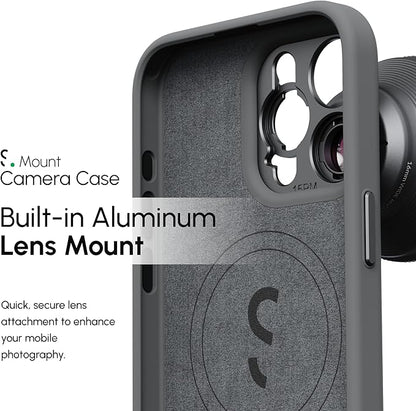 ShiftCam Fabric Camera Case Compatible with iPhone 15 | Built-in Lens Mount | Magnetic-Case | Shoot Stunning Photos Instantly (iPhone 15 Series, iPhone 15 Pro Max) Dark Grey