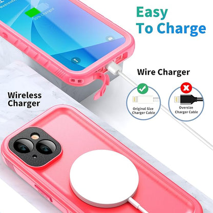 SPORTLINK for iPhone 14 Waterproof Case - Built-in Shockproof Dustproof Screen Protector - Heavy Duty Dropproof/Full Body 360 Protection/Cover for iPhone 14 6.1 Inch Pink