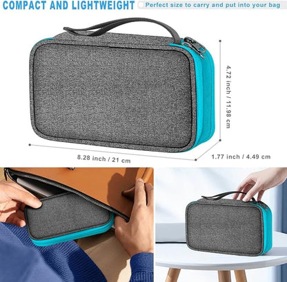 ZINMARK Portable Cable Organizer Case,Travel Pouch with Double-Layer Storage for Cables,Chargers,Earbuds & Phone,Gray Blue
