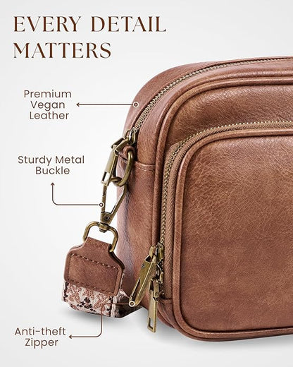Crossbody Bags with Built-in Wallet, Anti-Theft Travel Purse with Card Slots, Trendy Vegan Shoulder Bag for Women Men
