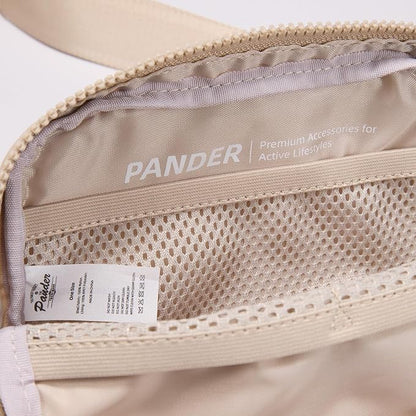 Pander Two Way Zipper Fanny Pack Nylon Everywhere Belt Bag for Women, Water Repellent Waist Packs, Crossbody Bags with Adjustable Strap (Raw Linen).