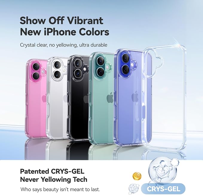 CASEKOO for iPhone 16 Case Crystal Clear, [Never Yellow Technology] [12FT Military-Grade Protection] Slim Thin Transparent Cover for iPhone 16 Phone Case 6.1 inch, Clear
