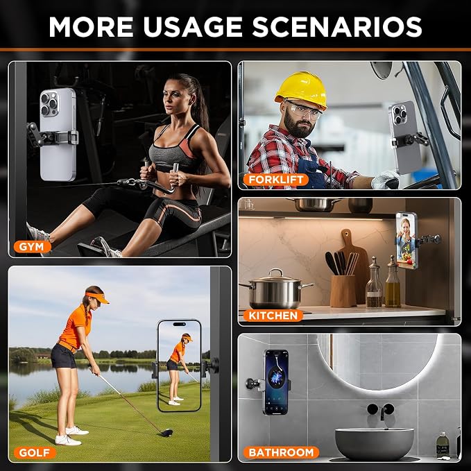 Magnetic Phone Holder |Gym Cart Series |360° Magnetic Phone Mount |Rotating Fitness Mount |Universal Metal Surface Compatibility|Accommodates 3.1"-4" Phones (Long-EU)