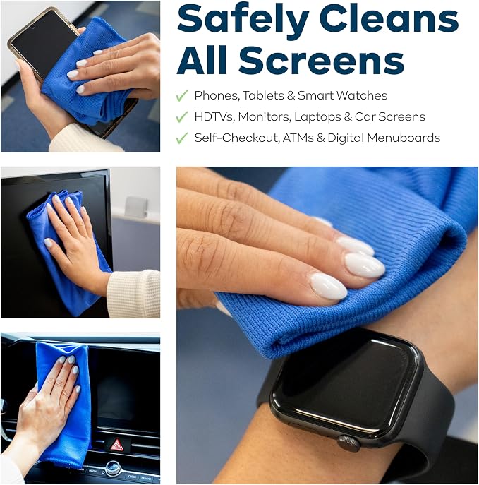 KICTeam – CrystalVu® Screen Cleaner Spray Kit with Microfiber Cloths – Streak-Free Cleaner for TV, Phone, Laptop, Monitor & Tablet Screens (32oz)