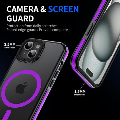 3 in 1 for iPhone 15 Plus Case with MagSafe, Screen Protector*1 Shockproof Guard Corners,Military-Grade Protection for iPhone 15 Plus Phone Case 6.7 inch Purple Bumper