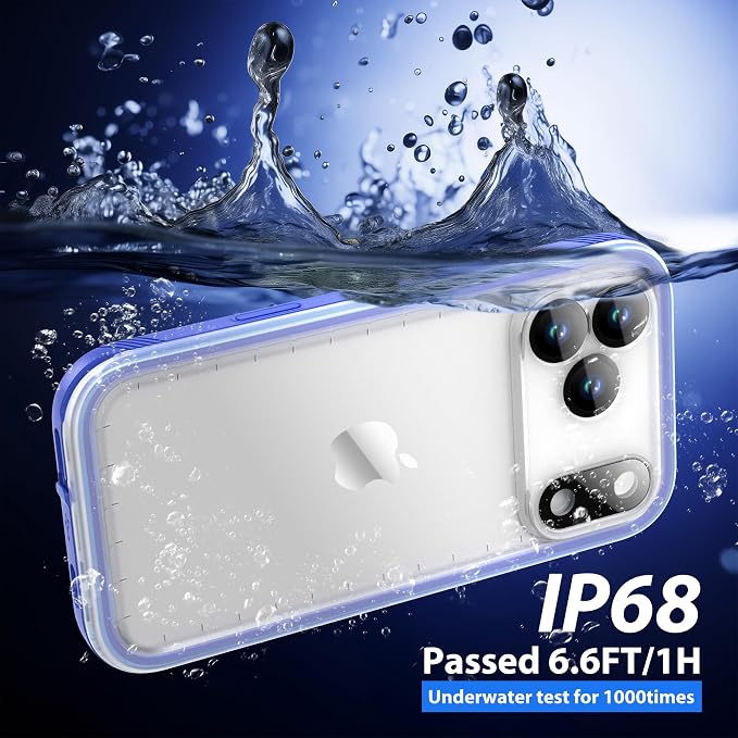 SPORTLINK for iPhone 17 Pro Case - IP68 Waterproof Military Protective Full Body Heavy Duty Shockproof 360 Sealed Dustproof with Camera Screen Protector Phone Cover for iPhone 17 Pro 6.3" Blue