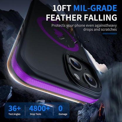 3 in 1 for iPhone 15 Plus Case with MagSafe, Screen Protector*1 Shockproof Guard Corners,Military-Grade Protection for iPhone 15 Plus Phone Case 6.7 inch Purple Bumper