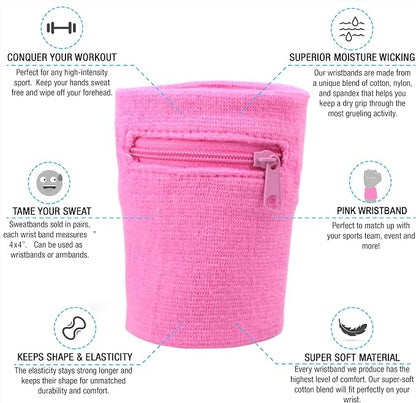 Suddora Zipper Wrist Pouch - Sweatband/Wristband Wallet for Keys, ID, Cards, Cash
