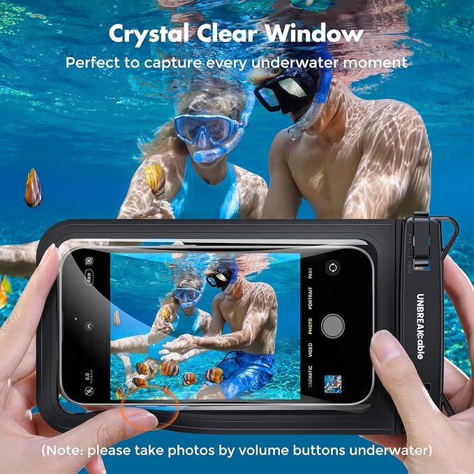 UNBREAKcable IPX8 Waterproof Phone Pouch 2-Pack, Double Space Waterproof Phone Case for iPhone 15 16 17 Pro Max up to 7", Cellphone Dry Bag with Lanyard for Beach Kayak Cruise Travel Essentials