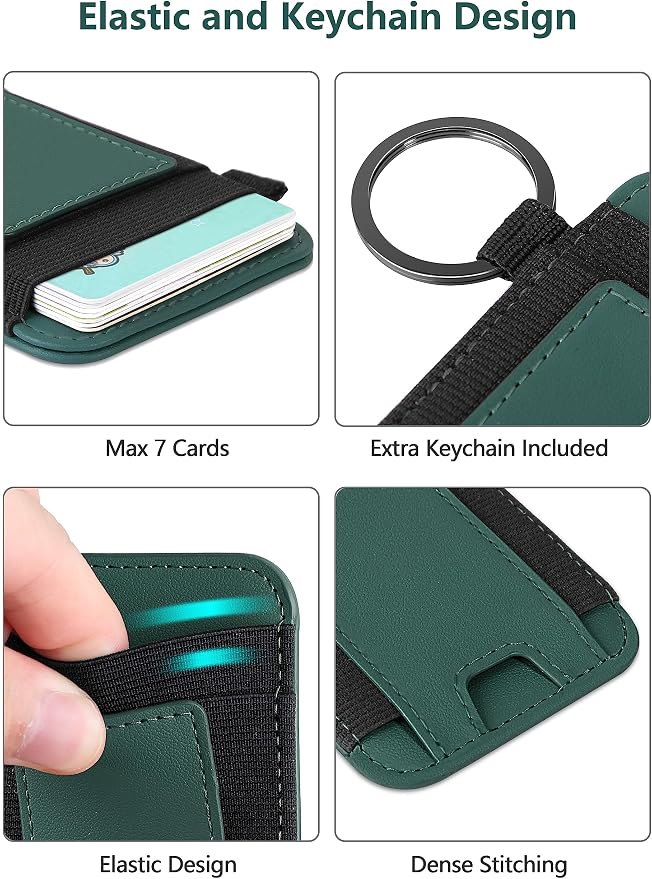 For Magsafe Wallet, Strongest Magnetic Wallet for iPhone 17/16/15/14/13/12 Series, for Magsafe Card Holder with 2 Card Slots, Magnetic Card Holder, RFID Blocking, Vegan Leather, Hold 7 Cards, Green