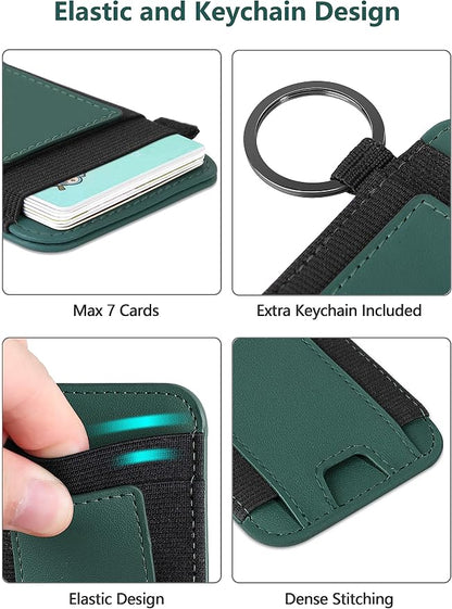 For Magsafe Wallet, Strongest Magnetic Wallet for iPhone 17/16/15/14/13/12 Series, for Magsafe Card Holder with 2 Card Slots, Magnetic Card Holder, RFID Blocking, Vegan Leather, Hold 7 Cards, Green