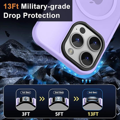 MOCCA Strong Magnetic for iPhone 15 Pro Max Case, [Compatible with Magsafe][13FT Military Drop Protection] Slim Translucent Matte Shockproof Case for iPhone 15 ProMax Case 6.7'' - Light Purple
