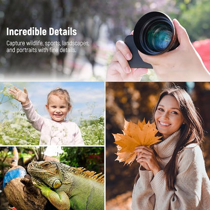 NEEWER Telephoto Lens HD 85mm Phone Only Back Plate 17mm, 2.5X Magnification Compatible with SmallRig NEEWER Cage for iPhone Samsung with 17mm Adapter & Lens Cap, LS-59