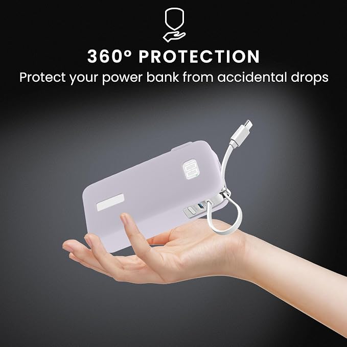 kwmobile Case Compatible with Anker Power Bank 10000mAh (A1688) - Portable Powerbank Cover - External Battery Charger Bag, Shockproof - Lavender