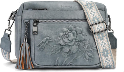 Crossbody Bags for Women Trendy, Vegan Leather Crossbody Purses Travel Shoulder Handbags Embossed Design