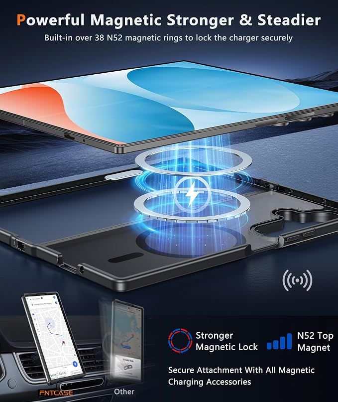 FNTCASE for Samsung Galaxy Z Fold7 Case: [Fit for Magsafe] [Screen Protector] Magnetic Translucent Matte, Military Grade Drop Protection, Shockproof Protective for Fold 7 Phone Cover (Black 8.0 inch)