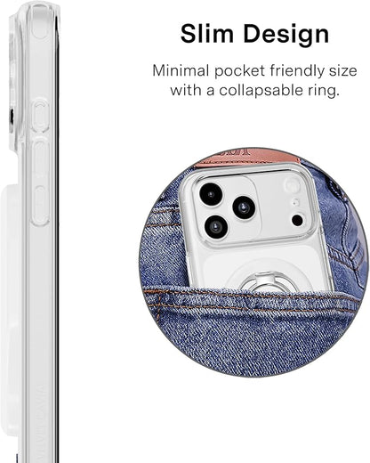 VELVET CAVIAR Compatible with MagSafe Phone Grip 2.0 | Cute Magnetic Ring Holder | Finger Loop Kickstand | Pop On Accessory for iPhone 17, 16, 15, 14, 13, 12 | White