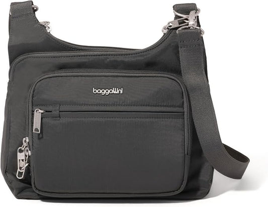 Baggallini Securtex Anti-theft Crossover Crossbody Bag 11”w X 8.5”h, Rfid, Built-in Wallet, Locking Zippers