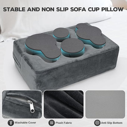 Couch Cup Holder Pillow,Couch Drink Holder,Octagon Couch Caddy for Coffee Cup,Phone,Remote,Couch Cup Holder Tray for Bed,Car,Sofa,Table