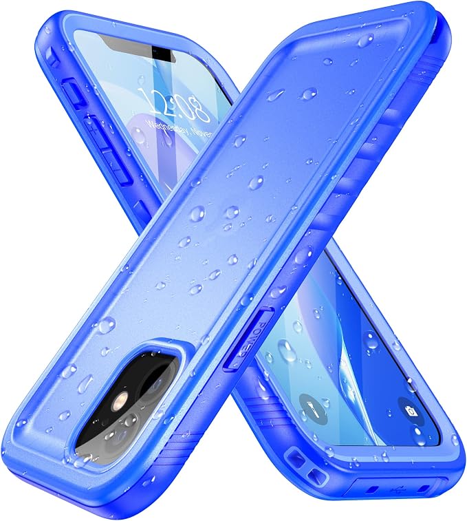 SPORTLINK Compatible with iPhone 12 Pro Waterproof Case - Full Body Shockproof Dustproof Phone Screen Protector Rugged Waterproof Case for iPhone 12 & 12 Pro 6.1 Inch Blue
