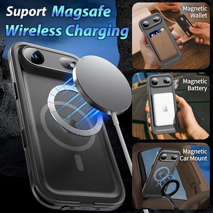SPORTLINK for iPhone Air Case, IP68 Waterproof Military Protective Full Body Heavy Duty Shockproof 360 Sealed Dustproof with Camera Screen Protector Phone Cover for iPhone Air 6.5" Mag/Black