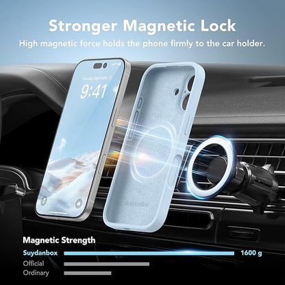 Magnetic for iPhone 16 Case, Compatible with MagSafe, [Screen Protector + Full Camera Protection], Silicone Shockproof Anti-Scratch Protective Phone Case for iPhone 16 6.1", Light Blue
