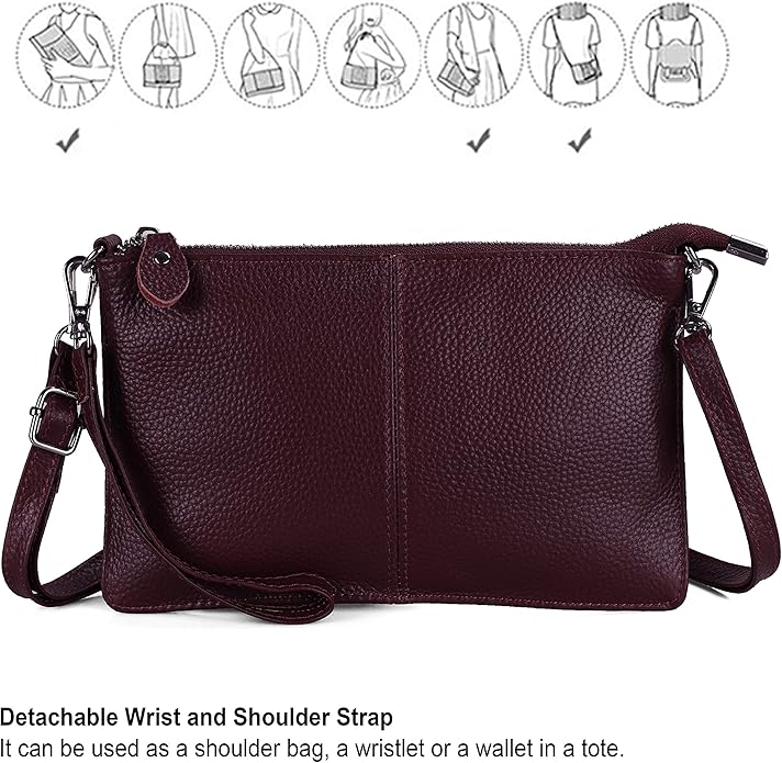 befen Genuine Leather Wristlet Clutch Wallet Purses Small Crossbody Bags for Women with RFID Blocking Card Slots