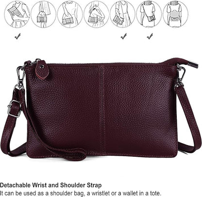 befen Genuine Leather Wristlet Clutch Wallet Purses Small Crossbody Bags for Women with RFID Blocking Card Slots